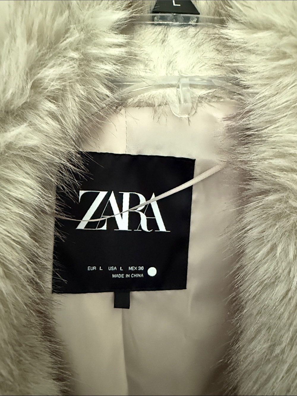 Zara Plush Teddy Jacket in Light Gray - Picture 2 of 3